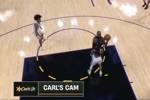没刹住！詹姆斯切入禁区上篮被莫兰特造成进攻犯规
